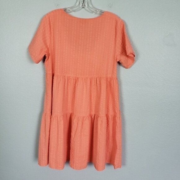 A NEW DAY Flutter Tiered Textured Babydoll Dress Sz M Peach Flowy Oversized - Picture 8 of 8